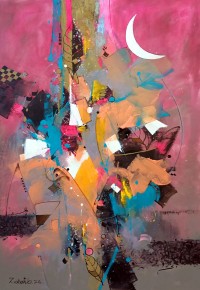 Zohaib Rind, 24 x 36 Inch, Acrylic on Canvas, Calligraphy Painting, AC-ZR-349